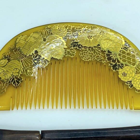 Japanese Kanzashi Kougai faux turtle resin kimono hair ornament 36.7g GS614